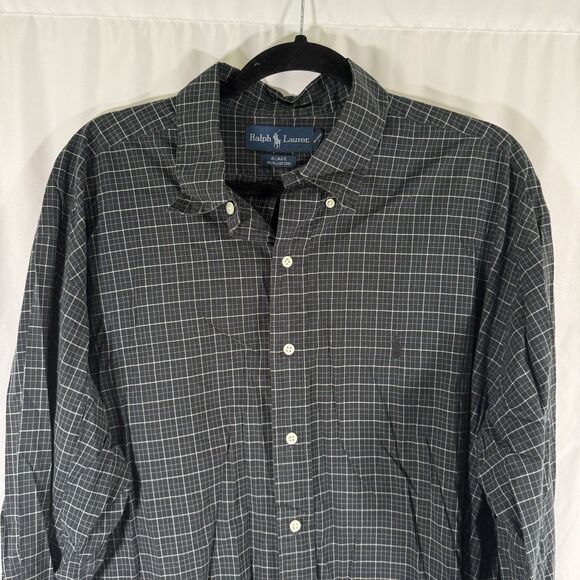 Ralph Lauren Blake Shirt Men's XL Black Plaid Collared Long Sleeve Button Down - Picture 2 of 10